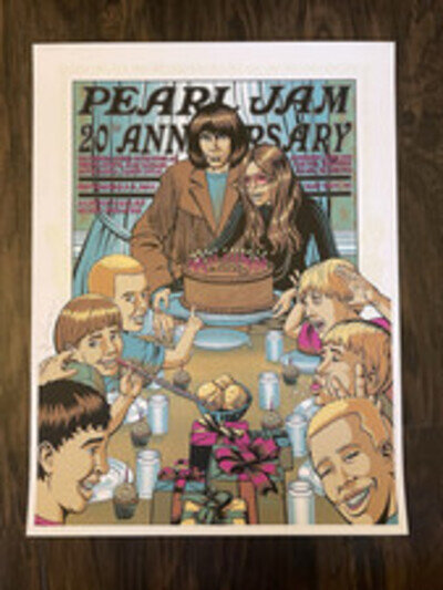 Pearl Jam Tour Print PJ20 Poster Justin Hampton Signed Numbered Ltd Glow In Dark