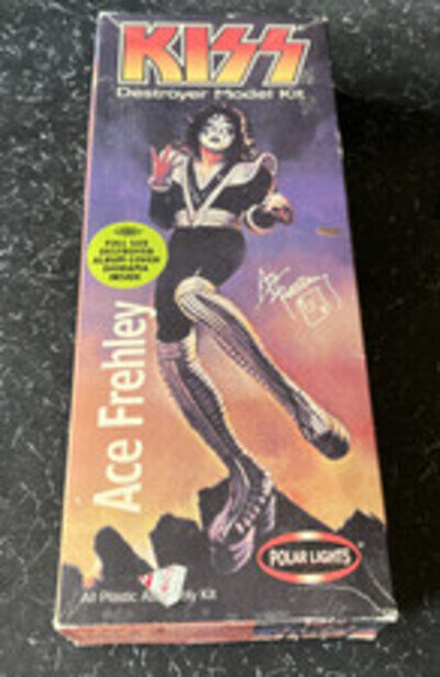 Polar Lights 5053 Kiss Destroyer Ace Frehley Plastic Model Kit with poster.