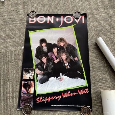 #29 1986 Jon Bon Jovi Slippery When Wet 36" x 24" Record Store Promo Poster