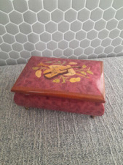 Vintage Italian Inlaid Music Box Notturno Torna A Surriento Collectable Box