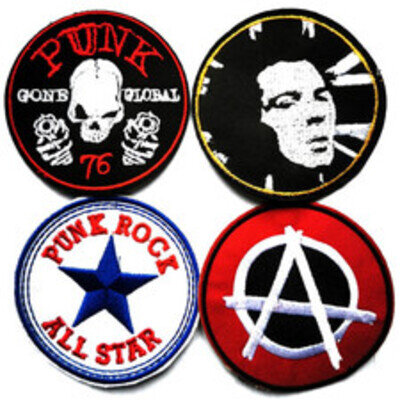 Set Of 4 Patches Punk Gone Global Sew Or Iron On