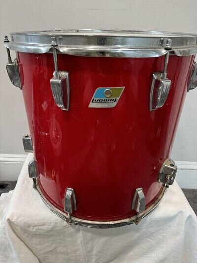 VINTAGE LUDWIG 70’s 16” X 16” FLOOR TOM RED SILK 3ply ; RARE & BRILLIANT