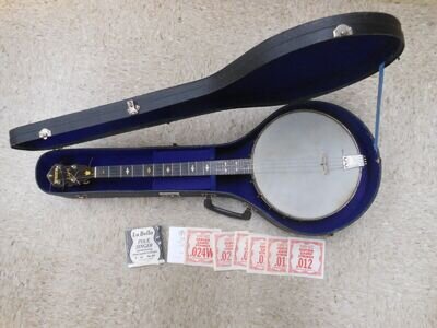Vintage Ludwig Dixie 4 String Banjo, Ludwig Tenor Banjo W/ Extra Strings & Case