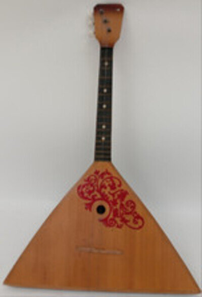 Vintage Balalaika Musical Instrument Brown Russian Folk Instrument 68cm