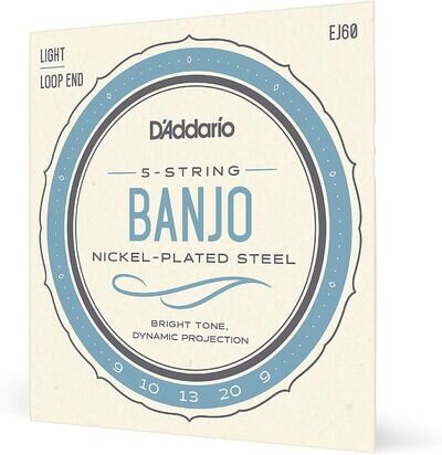 D'Addario EJ60 Banjo Guitar Strings Nickel Light 9-20