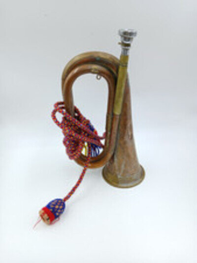 Antique Military Brass Bugel With Woven Tassels - Untested