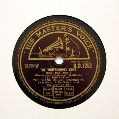 TEX BENEKE & HIS ORCHESTRA "Whiffenpoof Song" (EE+) HMV BD-1252 [78 RPM]
