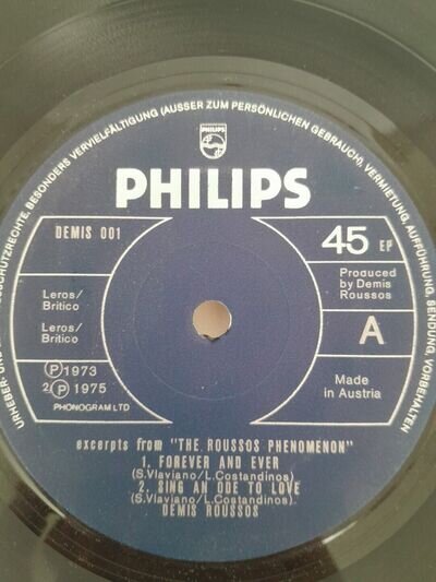 Demis Roussos E.P - Forever and ever/Sing an ode to love/So dreamy/My friend th