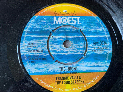 Frankie Valli & The Four Seasons, The Night 7" vinyl, 1972