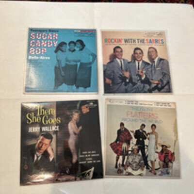 4 Diff 1950’s 45 Rpm EP’s Pop Teen Belle-Aires Sabres Platters Jerry Wallace