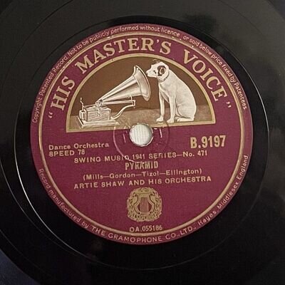1940s Swing 78 rpm 10” His Master’s Voice, Artie Shaw “PYRAMID”