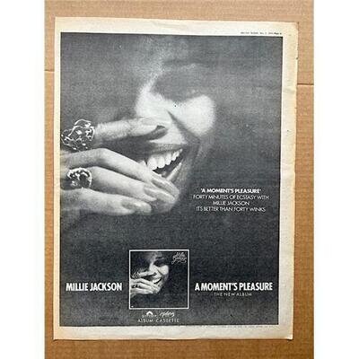 MILLIE JACKSON A MOMENTS PLEASURE POSTER SIZED original music press advert from