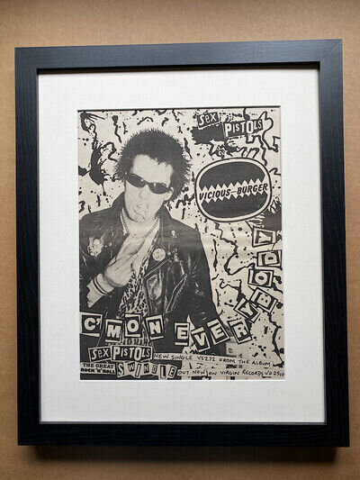 SEX PISTOLS C'MON EVERYBODY (FRAMED) POSTER SIZED original music press advert fr