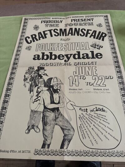 Collectable 1960’s Folk Festival Poster - Abbeydale Sheffield