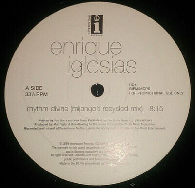 Enrique Iglesias - Rhythm Divine - Used Vinyl Record 12 - Promo - B6999z