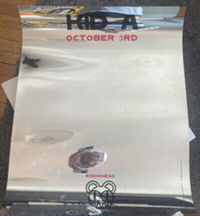 Radiohead Kid A Promotional Poster Mirror Mylar 2000 Capitol Britpop Blur RARE