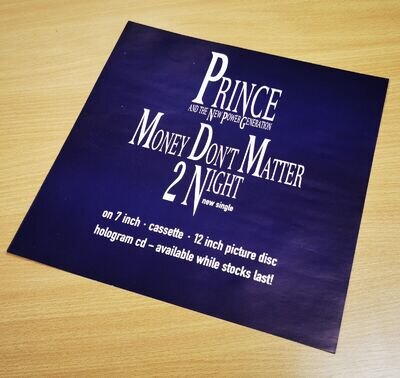 PRINCE DISPLAY Poster UK 1992 Promo Money Don't Matter 'In-Store' Display Card