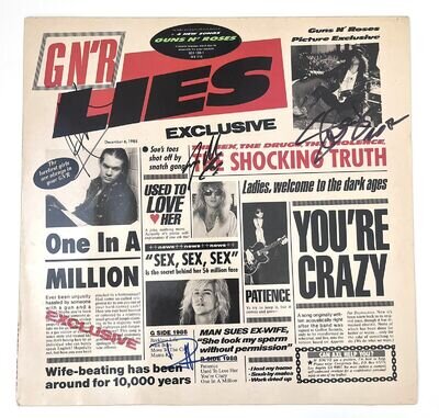 Guns N Roses Lies Vinyl Signed Autographed Vinyl Record Axl Slash Duff Steven
