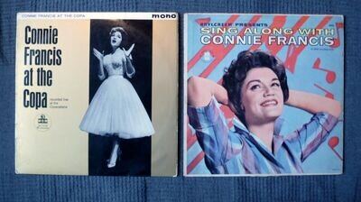 2 Connie Francis 12" vinyl records lot At the copa Sing along with MGM Brylcreem