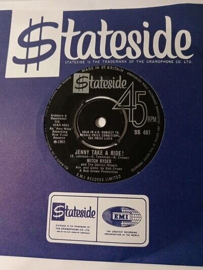 Mitch Ryder - Jenny Take A Ride (Stateside SS 481) VG+ Vinyl Record 7"
