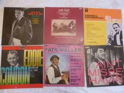 LOT: 6 x Jazz LPs 1920s -Eddie Condon, Jelly Roll Morton, Al Jolson, Fats Waller