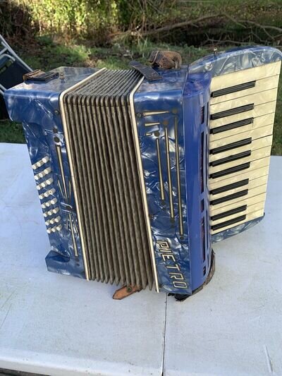 Vintage Pietro Piano Accordion 24 Bass Italian Late 40s early 50s In Case