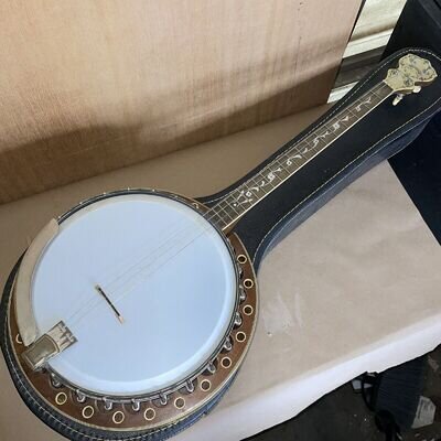 Supertone tenor banjo 1930s 4 String Celluloid 19 Fret Resonator RARE MoP *READ