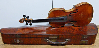 WONDERFUL OLD VIOLIN IN VERY OLD WOODEN COFFIN HARD CASE VERY RARE L@@K