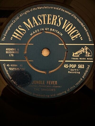 The Shadows (US) Jungle Fever HMV Pop 563 Original RARE 1958 Rock N Roll VG+