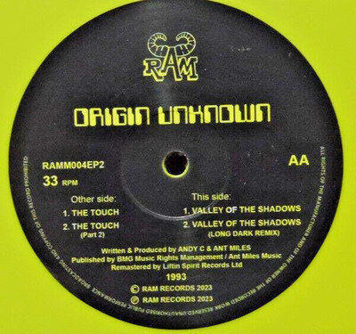Origin Unknown –Valley Of The Shadows -12", Ltd yellow,D&B/Jungle Classic!, New.