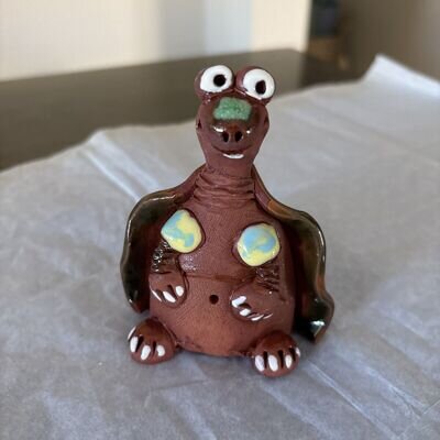 Folk Art (Cartoonish) Clay Pottery Whistle TURTLE, handmade