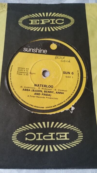 ABBA - WATERLOO - KING KONG SONG - SUNSHINE - SUN 6 - SOUTH AFRICAN - EX+