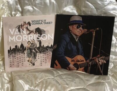 VAN MORRISON SIGNED ART PRINT & WHAT'S IT GONNA TAKE? LTD ED 12" VINYL LP. NEW