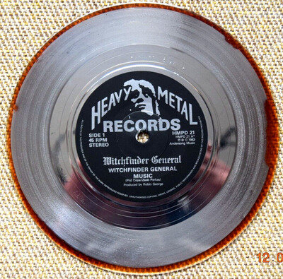 WITCHFINDER GENERAL - MUSIC c/w LAST CHANCE - 7" SILVER / BROWN - HMPD21