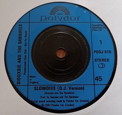 Siouxsie & The Banshees : Slowdive (D.J. Version) UK rare promo 7" Polydor 1982