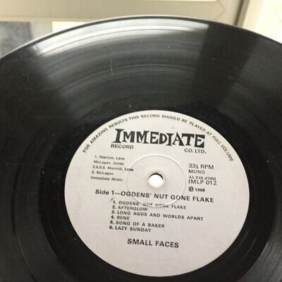 SMALL FACES OGDENS NUT GONE FLAKE 1968 UK IMMEDIATE VINYL LP IMLP 012 MONO