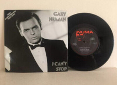 Gary Numan I Can't Stop 7" Single. Glossy Picture Sleeve. Red silver paper label