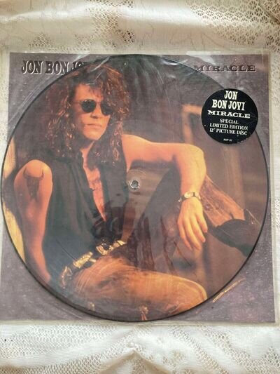 Miracle Jon Bon Jovi UK 12" vinyl picture disc record JBJP212 VERTIGO 1990