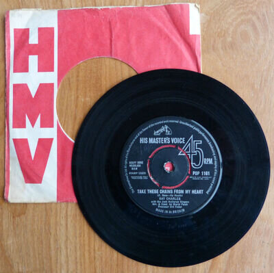 RAY CHARLES - TAKE THESE CHAINS FROM MY HEART - HMV - 1963 - 7" VINYL SINGLE