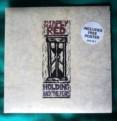 Simply Red. Holding Back The Years/I Won't Feel Bad. Vinyl. 1985 Poster EKR 29 F