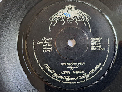 JOHN KONGOS - TOKOLOSHE MAN: 7" SINGLE, FLY RECORDS, BUG 14, 1971, VG+