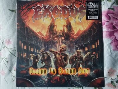 EXODUS BLOOD IN BLOOD OUT 12"CLEAR W/GOLD & BLACK SPLATTER NEW&SEALED