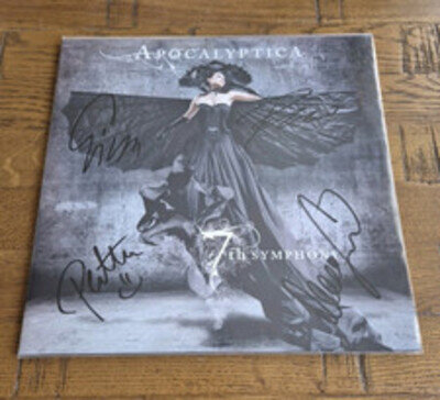 Signed - Apocalyptica - 7th Symphony - Double Blue Vinyl LP Album Autographed