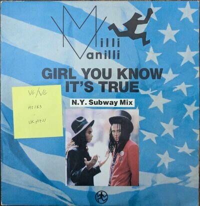 Milli Vanilli Girl You Know It's True Vinyl Record VG/VG COOLXR170 1988
