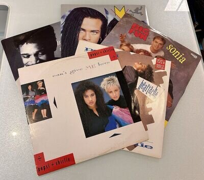 80’s 12 inch Singles X 5 Lot, Sonia, Billy Ocean, Milli Vanilli, Pepsi & Shirley