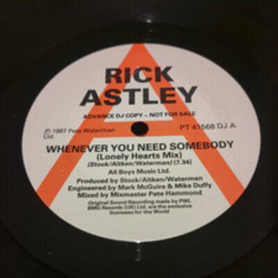 Rick Astley - Whenever You Need Somebody - 12" Vinyl - Promo Copy - PT41568DJ