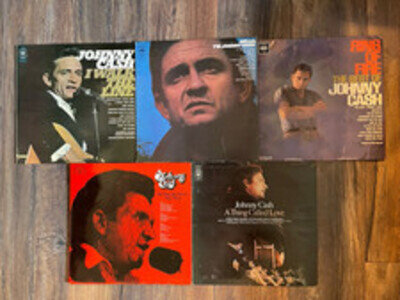 Johnny Cash X5 Vinyl Bundle Vintage Record Collection
