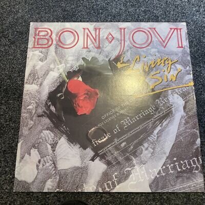 Bon Jovi - Living in Sin 12 inch vinyl single Record Lp
