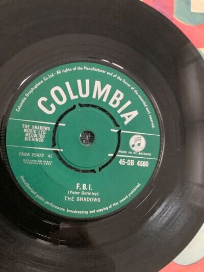 The Shadows. F.B.I. 7" single. 1961 Columbia