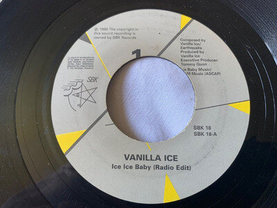 Vanilla Ice, Ice Ice Baby 7" vinyl, 1990